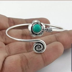 Turquoise wrapped silver bracelet